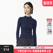 幻走（MOVEUP）2024冬季新款.FUN系列圓領(lǐng)撞色拼接設(shè)計(jì)師打底針織衫女 深寶藍(lán) M