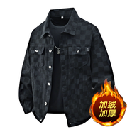 皮爾卡丹（pierre cardin）牛仔夾克男2025新款秋冬季加厚水洗落肩加絨牛仔外套大碼男牛仔衣 A3736黑色【加絨款】 XL （130-145斤）