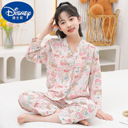 迪士尼兒童睡衣男孩夏季薄款男童棉綢開(kāi)衫夏天寶寶中大童綿綢長(cháng)袖空調服 新品開(kāi)衫-夢(mèng)幻公主 185 XXL 建議身高(165-175)