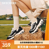 斯凱奇（Skechers）休閑鞋女珠珠熊貓鞋 潮流女鞋 厚底增高復古老爹鞋子 149463 黑色/白色/BKW 38