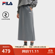 FILA 斐樂(lè )官方女士針織裙2025秋新款休閑運動(dòng)半身裙一步裙衛衣裙 云跡灰-DY XL 175/74A/XL