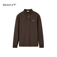 GANT2025秋冬新款男裝棉質(zhì)POLO領(lǐng)長(cháng)袖T恤衫純色翻領(lǐng)內搭上衣 274-棕色 4XL