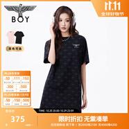 BOY LONDON春夏女款T恤裙?jié)M印潮牌直筒連衣裙W17906 黑色 XS
