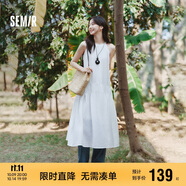 森馬（Semir）連衣裙女海邊度假掛脖兩穿長(zhǎng)裙2025夏季蝴蝶結(jié)初戀裙109325114011