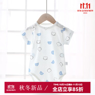 婧麒（JOYNCLEON）嬰兒連體衣夏季短袖薄款男女三角睡衣純棉新生衣服寶寶 小米奇色 73cm
