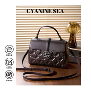 海青藍 CYANINE SEA頭層牛皮包包女款2025年新款女士單肩斜挎包生日禮物送女友老婆 咖啡色 精美禮盒裝