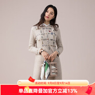 漁牌女裝2022新款秋冬裝帶帽繡花過(guò)膝長(cháng)款針織連衣裙FGED0306 駝 XL