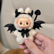 三麗鷗（SANRIO）labubu4代小惡魔娃衣心底密碼公仔玩偶服裝迷你拉布布4.0換裝衣服 黑色小惡魔套裝(翅膀+頭飾) 四代mini專(zhuān)屬10cm(不含娃)