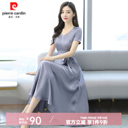 皮爾卡丹高端洋氣V領(lǐng)醋酸裙子女2025夏季新款母親中年精致高級感連衣裙 灰色《今年流行時尚網(wǎng)紅爆款/休 3XL (135-145斤)