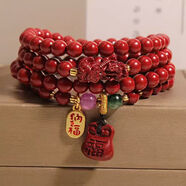 胖東來(lái)同款朱砂貔貅手串三圈手鏈項鏈女彈力紅色古民族風(fēng)長(cháng)款代購 4圈朱砂+貔貅+福字貓