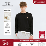 Teenie Weenie小熊男裝簡(jiǎn)約風(fēng)長(zhǎng)袖T恤秋冬純色休閑寬松打底衫 黑色 L 175