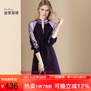 迪菲麗格歐美復(fù)古運動風(fēng)針織連衣裙女2024春季新款通勤百搭毛衣裙 圖片色 S