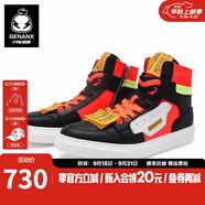 閃電潮牌（GENANX）高幫休閑鞋時(shí)尚拼色系帶潮流個(gè)性街頭厚底潮鞋 黑色 43