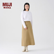 無(wú)印良品（MUJI）女式 棉斜紋 A字裙 半身裙 純棉全棉 女冬款裙子 BE08CC3A 米色 S (155/62A)