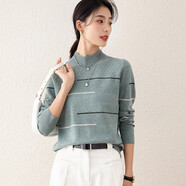 兔皇（TUHUANG）【厚款純羊毛】2025秋冬半高領(lǐng)撞色小清新羊毛衫毛衣女TW28X3126