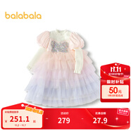 巴拉巴拉女童公主裙網(wǎng)紗連衣裙秋冬蛋糕裙珠片洋氣甜美時尚泡泡袖 紫色調(diào)00377 120