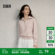 Semir衛(wèi)衣女純色半開襟衣服溫柔百搭秋休閑風(fēng)寬松落肩套頭衫ins潮 夢(mèng)幻粉60394 S