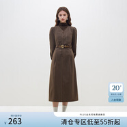 范思藍(lán)恩23FS14413 畫(huà)報(bào)女郎 復(fù)古法式V領(lǐng)連衣裙女冬新款裙子 摩卡棕 XL