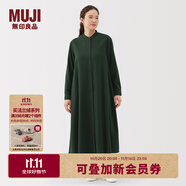 無(wú)印良品（MUJI）女式 法蘭絨 立領(lǐng)長(zhǎng)袖連衣裙女裝裙子純棉連身裙25年秋季 深綠色 S (155/80A)
