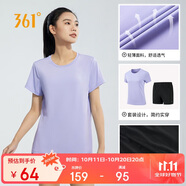361°跑步運動套裝女士夏季衣服新款休閑短袖短褲兩件套662414001H-4
