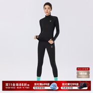 馬孔多（macondo）跑步圓領(lǐng)加絨打底套裝4代保暖男女款訓(xùn)練馬拉松速干運(yùn)動(dòng)套裝 黑色 女款 S