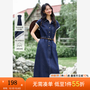 梵希蔓深藍色復(fù)古牛仔連衣裙女2025夏季新款蕾絲袖口氣質(zhì)收腰長裙 A1527 牛仔藍 M