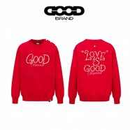 GBGOODBRAND新款珍珠騎士單肩扣新年限定時(shí)尚廓形毛衣男女情侶款潮 紅色 S