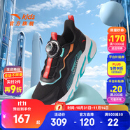 安踏兒童運動鞋男女童跑步鞋秋冬季網(wǎng)革旋鈕扣犟彈科技學生赤焰跑鞋 【男密網(wǎng)】黑/熒光水綠5523J-4 36 腳長約23cm