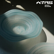 人間開(kāi) 花 原創(chuàng  )青綠色云霧霧面波浪玻璃磨砂家用沙拉碗果盤(pán)Y 青色沙拉盤(pán)【隨機花紋】