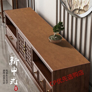 新中式電視柜桌墊牛皮防水免洗桌布感皮革餐邊柜鞋柜墊子長條 淺茶棕 雙面仿牛皮 精致車線