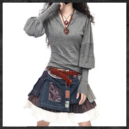 阿卡女裝秋冬新款燈籠袖羊毛衫套頭寬松毛衣針織衫爆款羊毛衫女 灰色 S