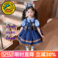 G.DUCKKIDS童裝洛麗塔公主裙女童連衣裙夏季朱迪兔子警官兒童裙子生日蓬蓬裙 8820連衣裙+腰帶包包毛球發(fā)箍 130 尺碼7~8歲【120-130cm】
