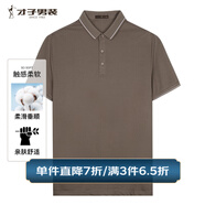 才子（TRIES）商務(wù)休閑POLO衫男夏季新款短袖翻領(lǐng)珠地網(wǎng)透氣棉彈t恤多色可選 咖啡色 XL 50(175/92A)
