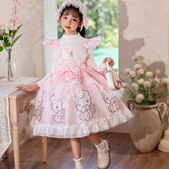 2025女童秋冬可愛(ài)貓公主裙加絨洛麗塔連衣裙搭配毛衣兩件套萬(wàn)圣節 凱蒂貓加絨連衣裙搭毛衣兩件套裝 110 建議身高95cm-105cm