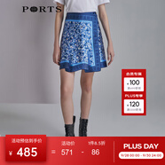 PORTS寶姿春夏新款時尚碎花不規(guī)則半身裙短裙SM8S030MPP105 丈青印花 M (6)