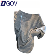 DGOV灰色小眾蝙蝠袖不規則針織衫女裝早春新款寬松露肩毛衣慵懶風(fēng)上衣 毛衣zt L 【110-125斤】