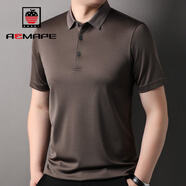 AEMAPE冰.絲涼感短袖T恤男桑蠶絲無(wú)縫薄款半袖夏季翻領(lǐng)無(wú)痕基礎Polo.衫 咖啡 M 165 建議 95-115斤