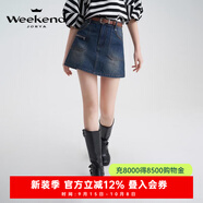 卓雅周末（JORYA weekend）2024夏季新復古水洗個(gè)性高腰A字牛仔半身短裙褲EJWEBN08 復古藍 M