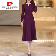 皮爾卡丹（pierre cardin）安可拉紅假兩件裙喜婆婆喜媽媽2025春秋款修身顯瘦毛呢打底連衣裙 安可拉紅 2XL