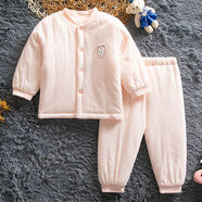 哈咪奇（HAMQI）寶寶冬季夾棉加厚開衫套裝棉衣棉褲男女童純棉保暖家居棉襖 蝦紅（版型偏大） 均碼 73cm