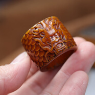 芠拉藏式老牦牛骨雕刻龍頭扳指男士個(gè)性戒指老牦牛骨文玩骨玩飾品 高：26mm 圈口：21-22mmA25-205