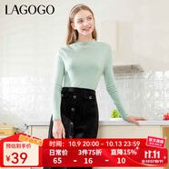 LAGOGO多巴胺多色修身軟糯針織衫女拉谷谷2024冬新款半高領(lǐng)打底衫 薄荷綠(L6) M 160/38