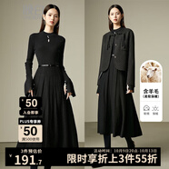 晚白【新品】2025秋款時(shí)尚休閑裙子氣質(zhì)羊毛高腰連衣裙【不含腰帶】 黑色 L