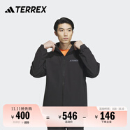adidas舒適加絨戶(hù)外運動(dòng)連帽軟殼衣男裝秋冬阿迪達斯官方TERREX 黑色/黑色   L