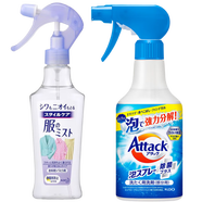 KAO花王衣物防靜電祛皺噴霧劑200ml*2日本進口柔順除皺除異味 衣物防靜電祛皺噴霧劑+潔霸重點去污劑干洗劑衣領(lǐng)凈