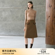顏域雙面呢灰色半身裙女2025新款冬季中長(zhǎng)款A(yù)字半裙高腰毛呢裙子 駝色 M/38