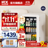 HCK哈士奇冰吧【人氣熱銷】復(fù)古家用小冰箱冰柜茶葉冷藏保鮮柜一級能效酒店公寓辦公電冰箱64/67L 冷藏丨小白吧丨67L