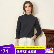 Olrain歐芮兒長袖T恤女冬季新款通勤加絨加厚德絨打底衫 灰色 M