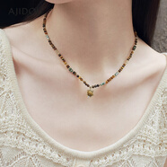 阿吉豆女25年秋冬爆款時(shí)尚木變石吊墜鎖骨鏈小眾復古高級感頸鏈