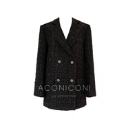 ac mmngAconiconi|棕色沙星法國(guó)羊毛瀟湘覆古重工業(yè)套裝羊毛禮服夾克裙 布朗黑外套_現(xiàn)貨快發(fā) L